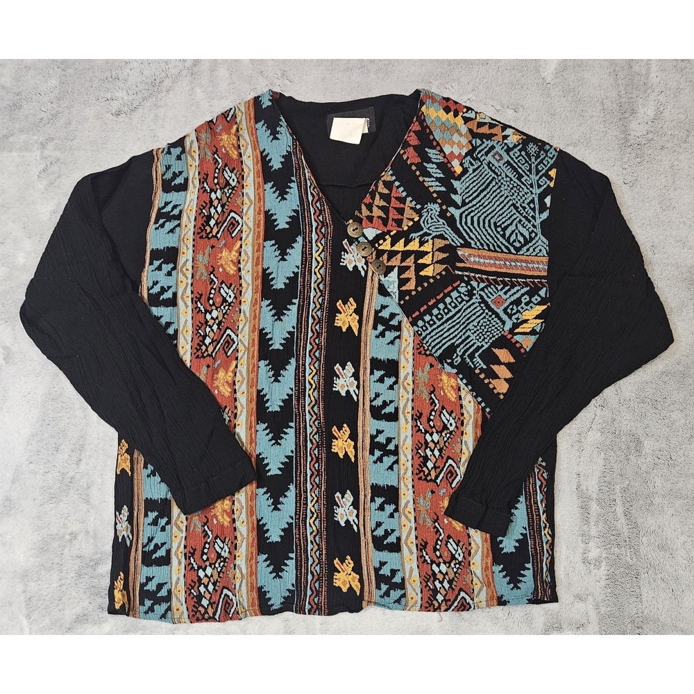 Carole Little Abstract Print Rayon Pullover Cropped Top Size 8 Made in USA